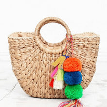 Load image into Gallery viewer, Women Pompon Beach Weaving Ladies Straw Bag