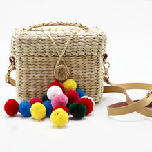 Load image into Gallery viewer, Small square Rattan Beach Straw Bag
