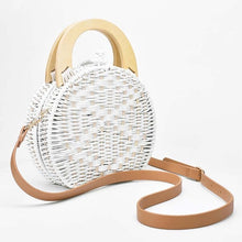 Load image into Gallery viewer, Wooden Handle Rattan Knit Bag