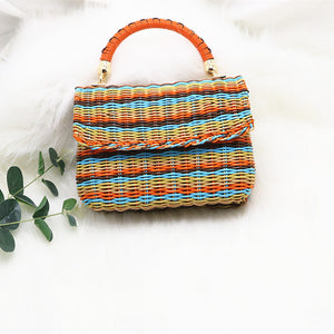 Color Rattan Square Straw Bag