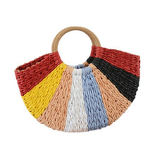 Load image into Gallery viewer, Patchwork straw bag