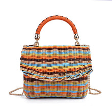 Load image into Gallery viewer, Color Rattan Square Straw Bag